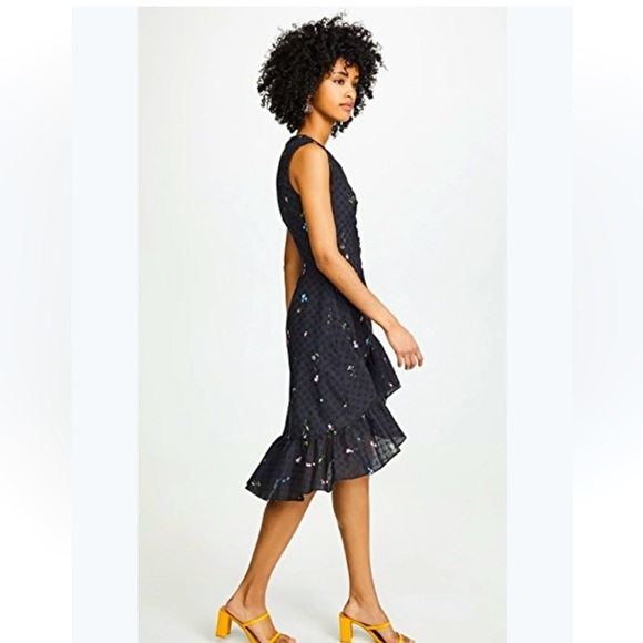 Parker Candy Ruched Floral Embroidered High Low Dress In Black Gigi 8 - Picture 2 of 16